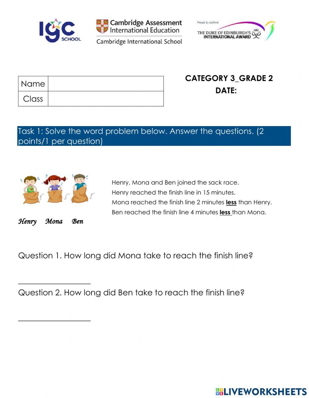 Math Grade 2 Week 7 Category 3 1936918 | Yuliya Dos