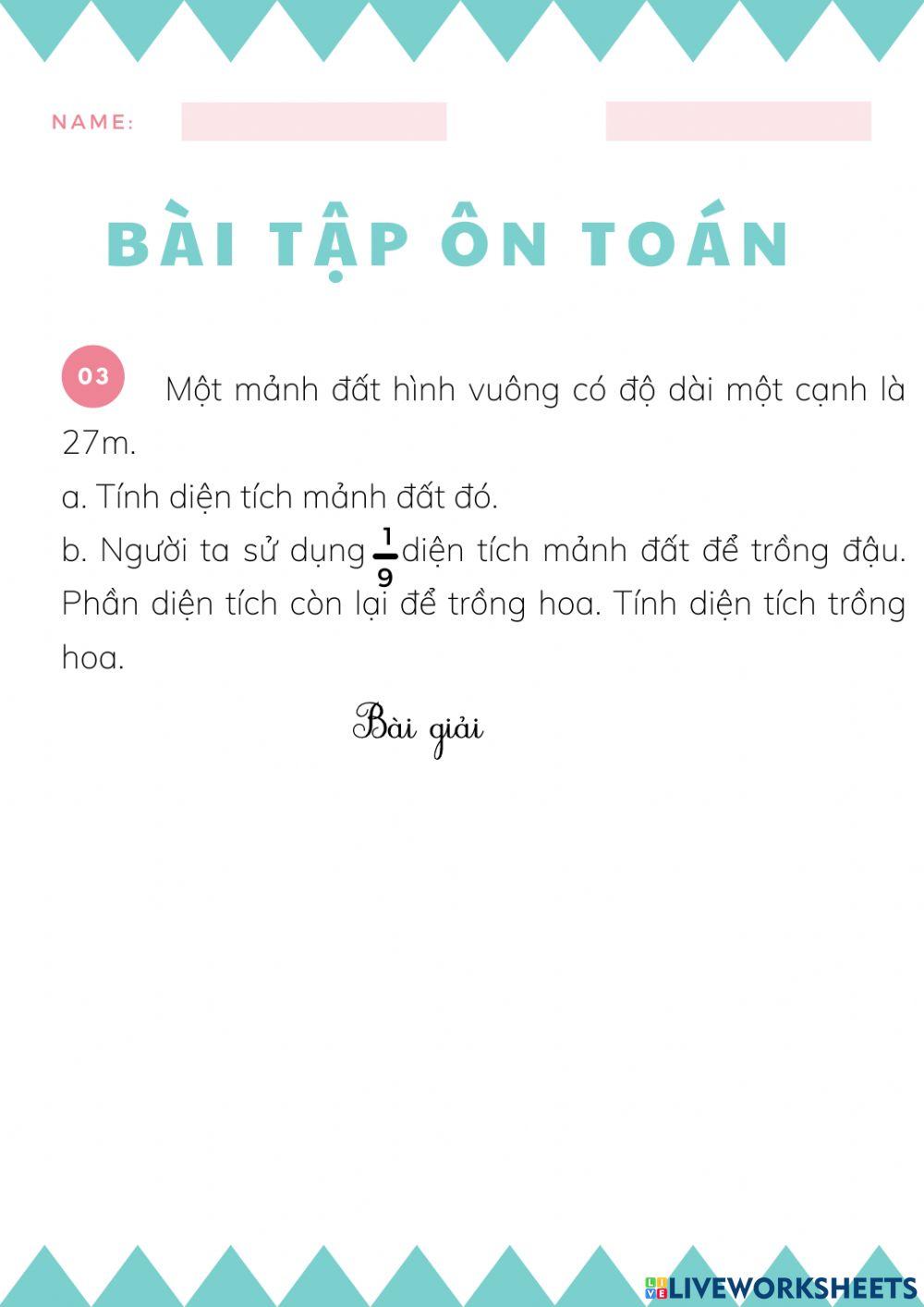 Bài tập ôn Toán