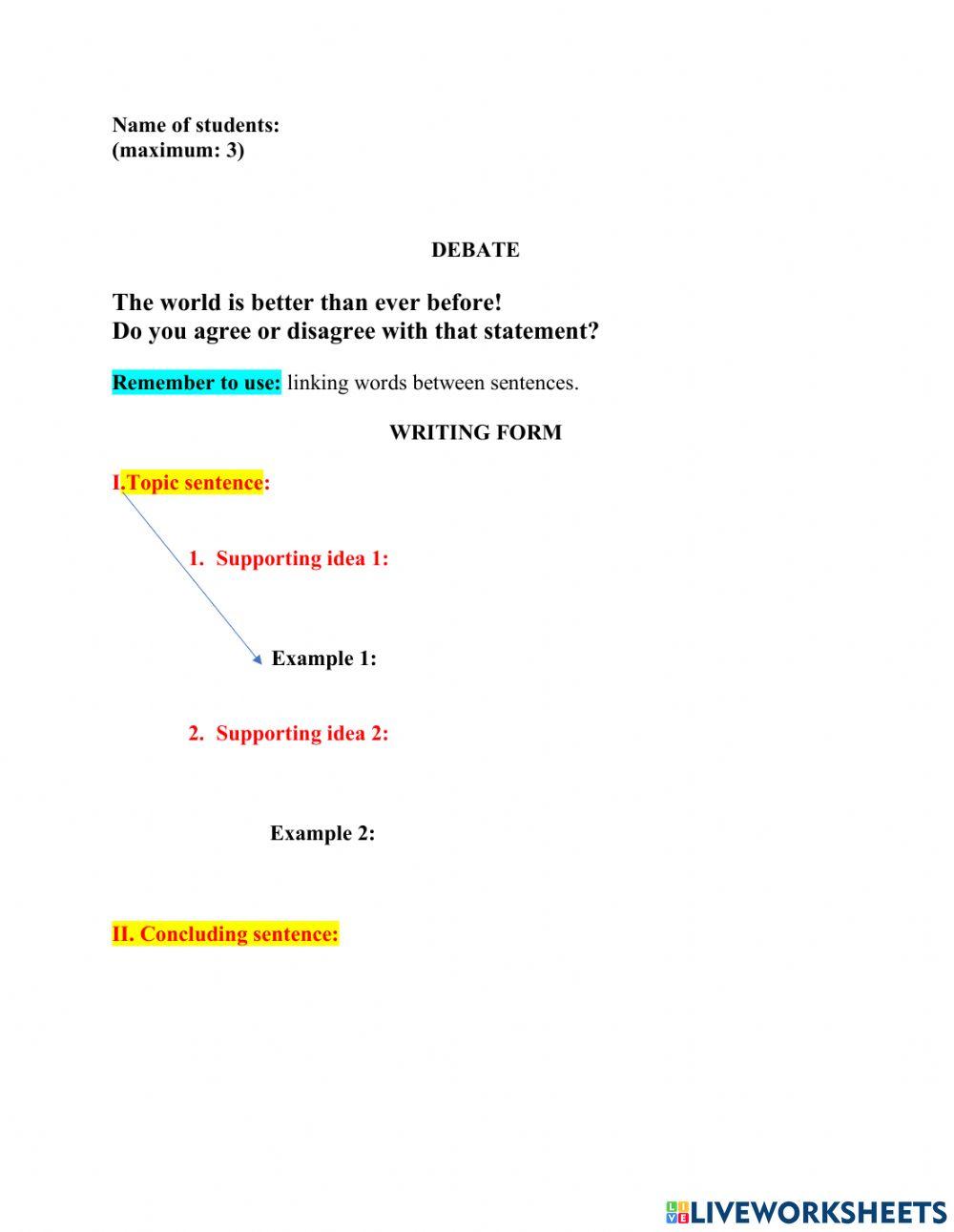 DEBATE | Free Interactive Worksheets | 5313453