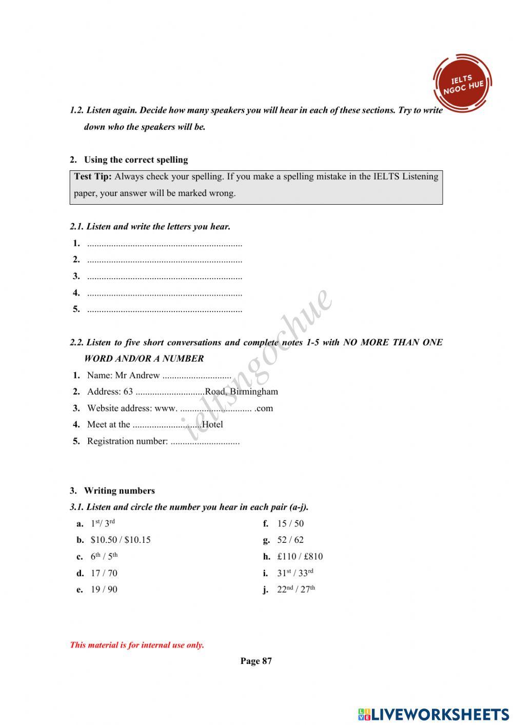 Unit 1 - GETTING READY FOR LISTENING 
