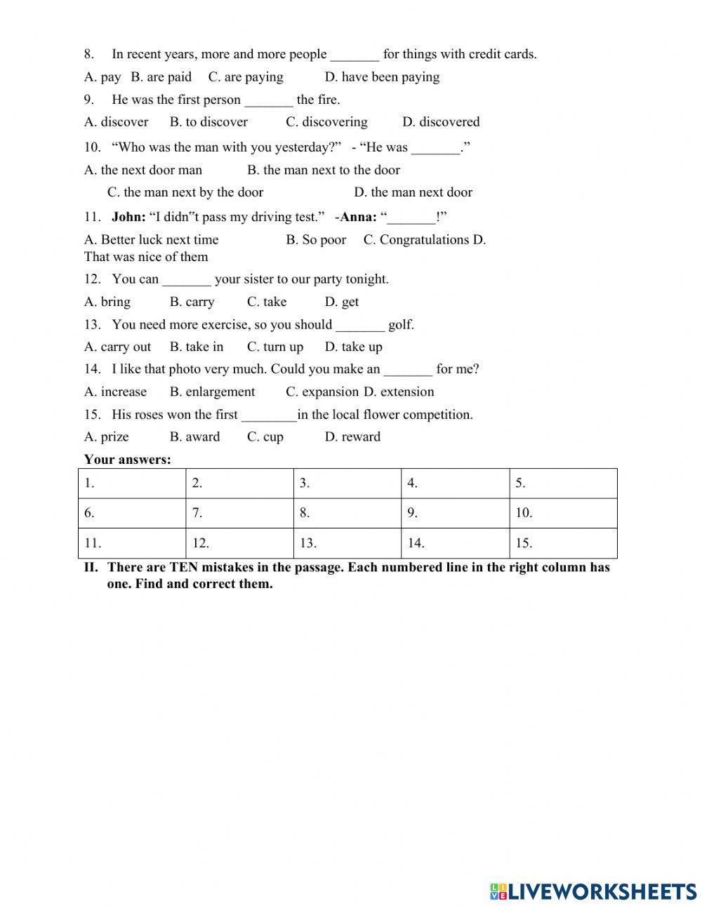 Mock test 1 (advanced) - g9