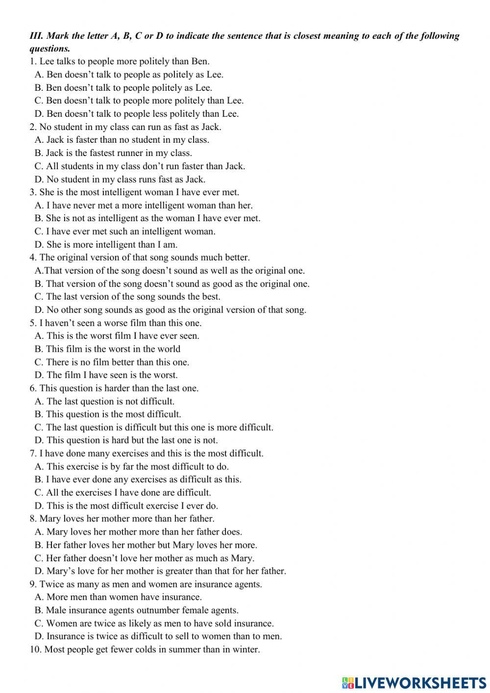 So sánh - Comparisons