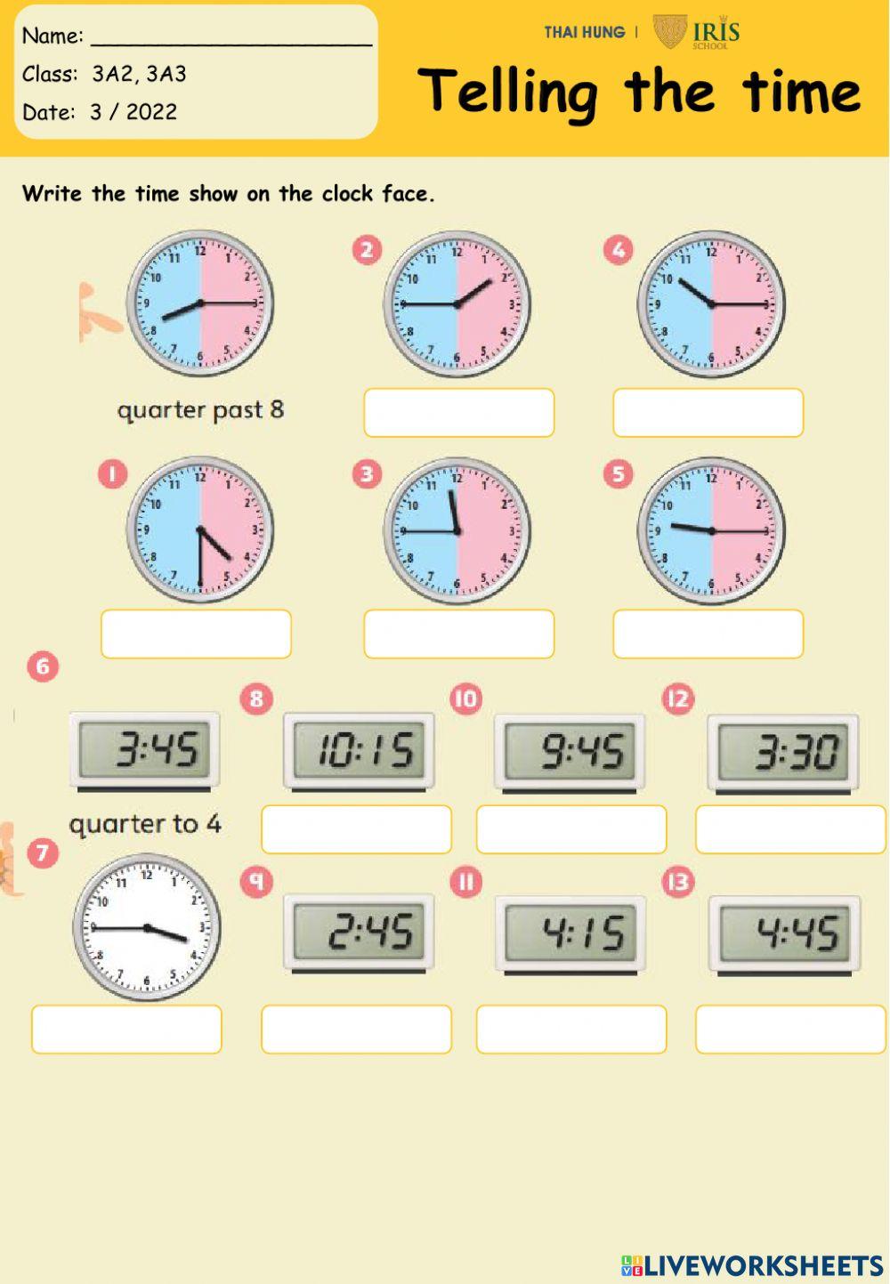 G3 - Telling the time to 5 minutes (past)