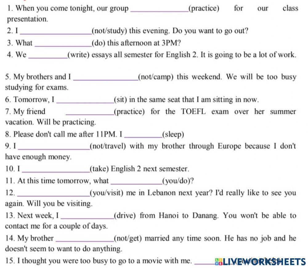 Anh 7 - Unit 10 - Tương lai đơn - Tương lai tiếp diễn