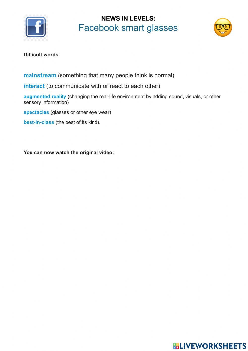 Facebook smart glasses