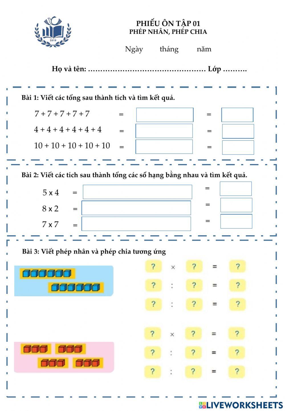 Phép nhân, phép chia