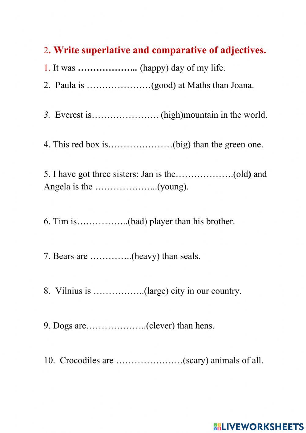 Comparative and superlative