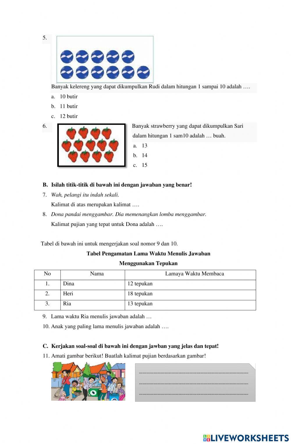 Kelas 1 tema 8 sub tema 3 pb 5