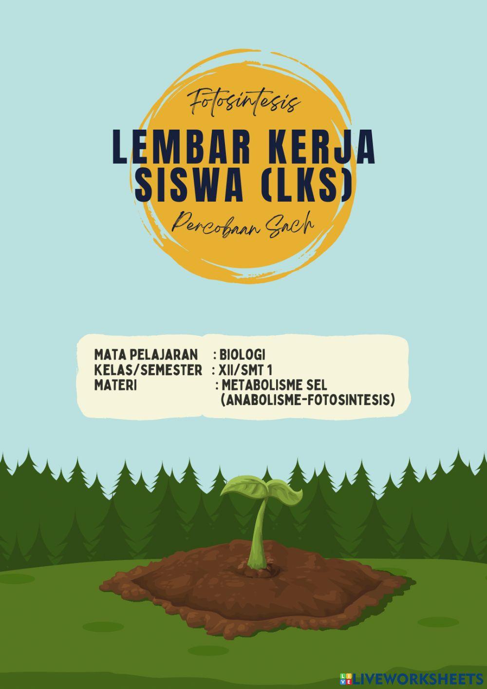 LEMBAR KERJA SISWA (LKS): Fotosintesis – Percobaan  Sachs