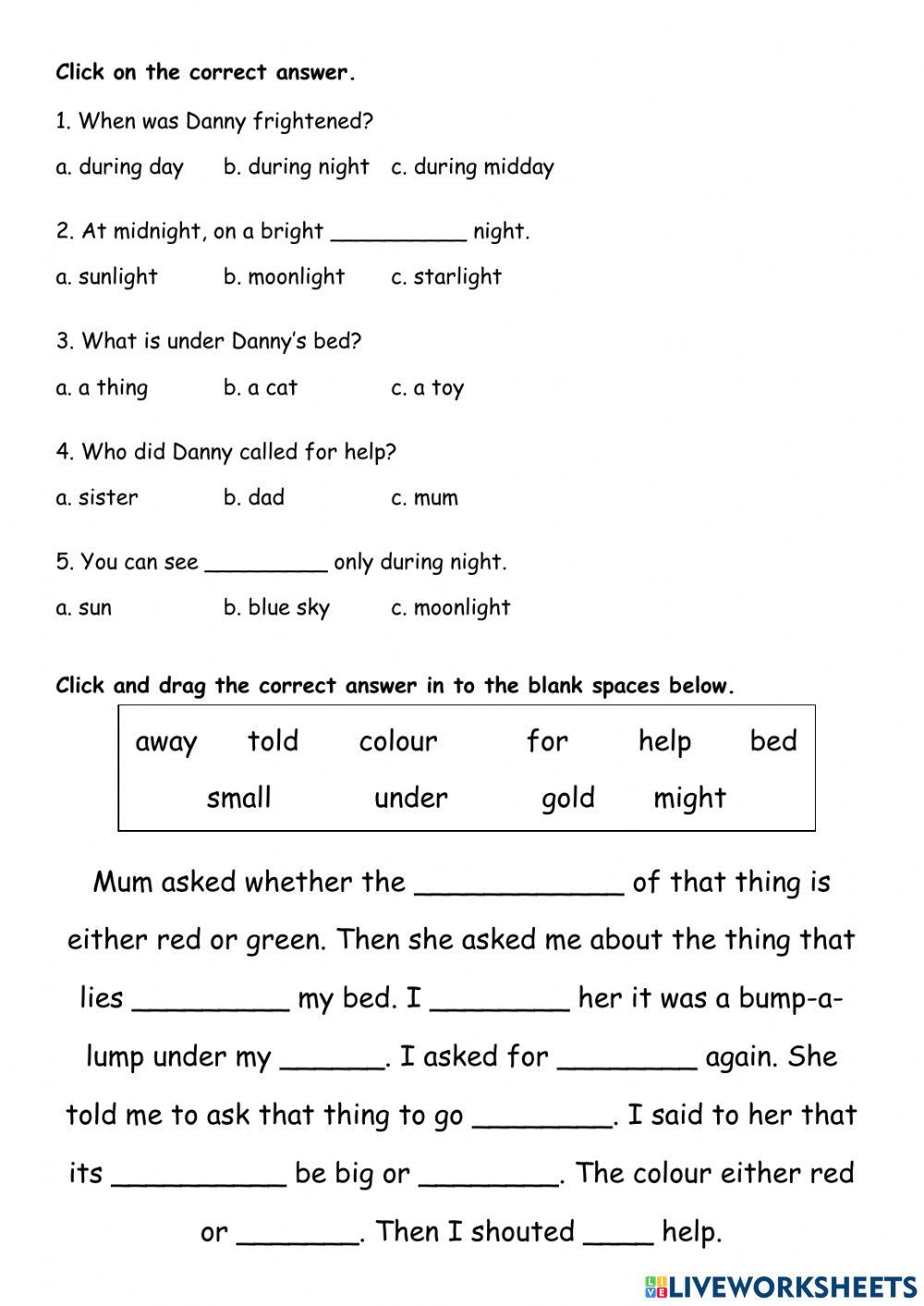 English year 2 week 11 danny and the bump-a-lump