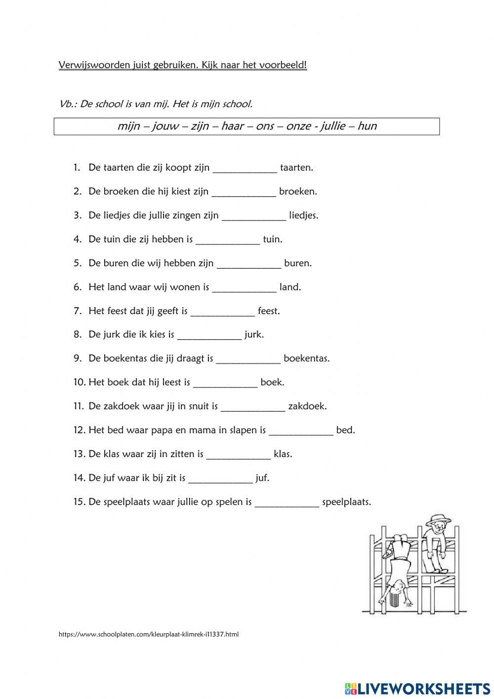 Worksheet Possessive pronoun