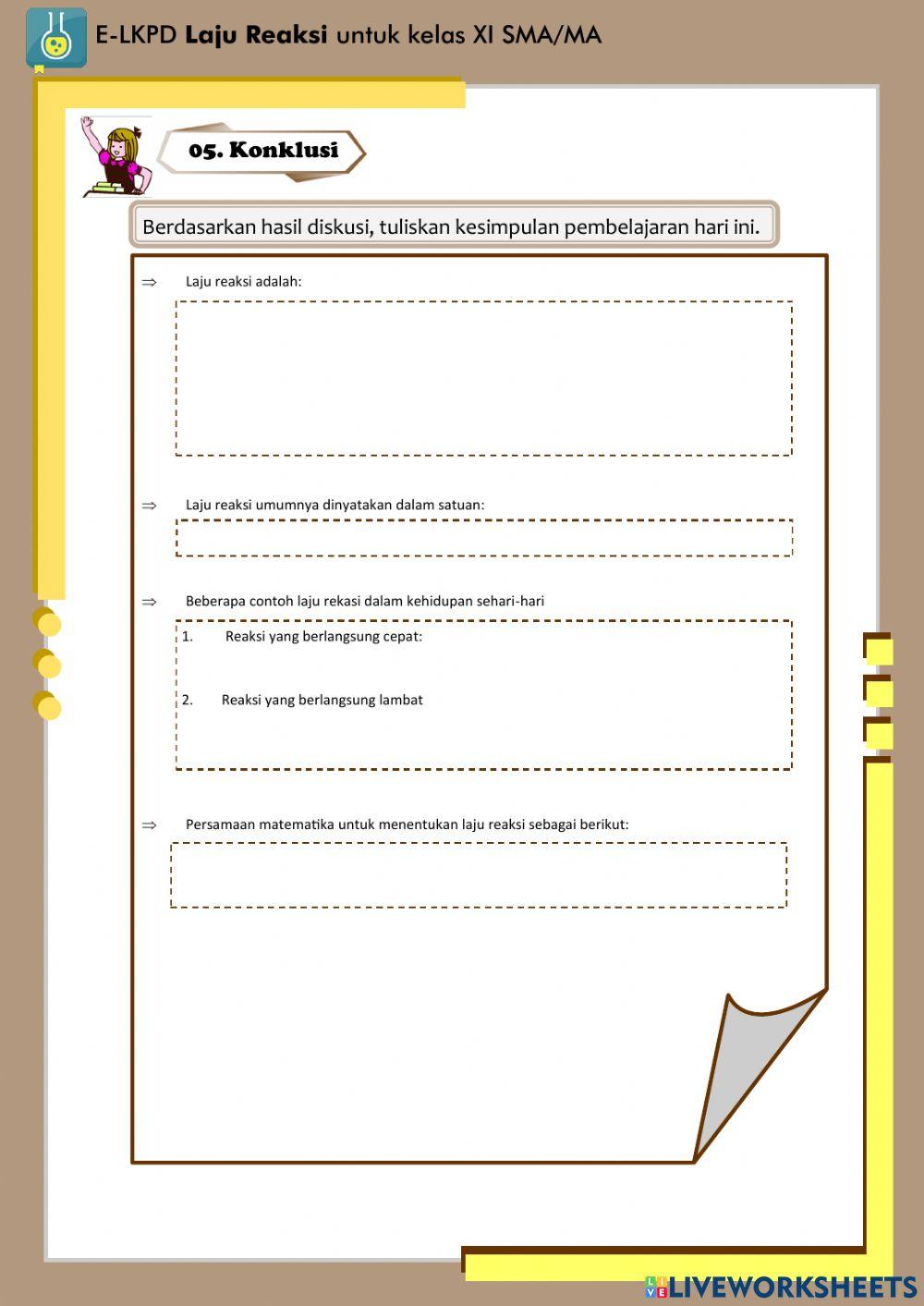 E-LKPD Laju Reaksi: Konsep Laju Reaksi II