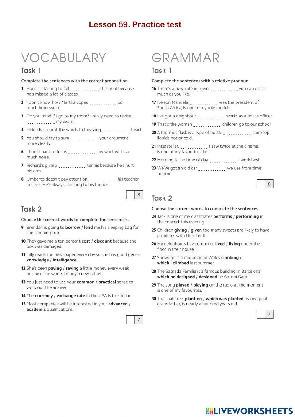 Day 59 Practice test