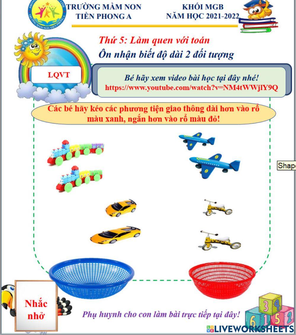 Bé hãy đưa các phương tiện giao thông về đúng rổ màu nhé