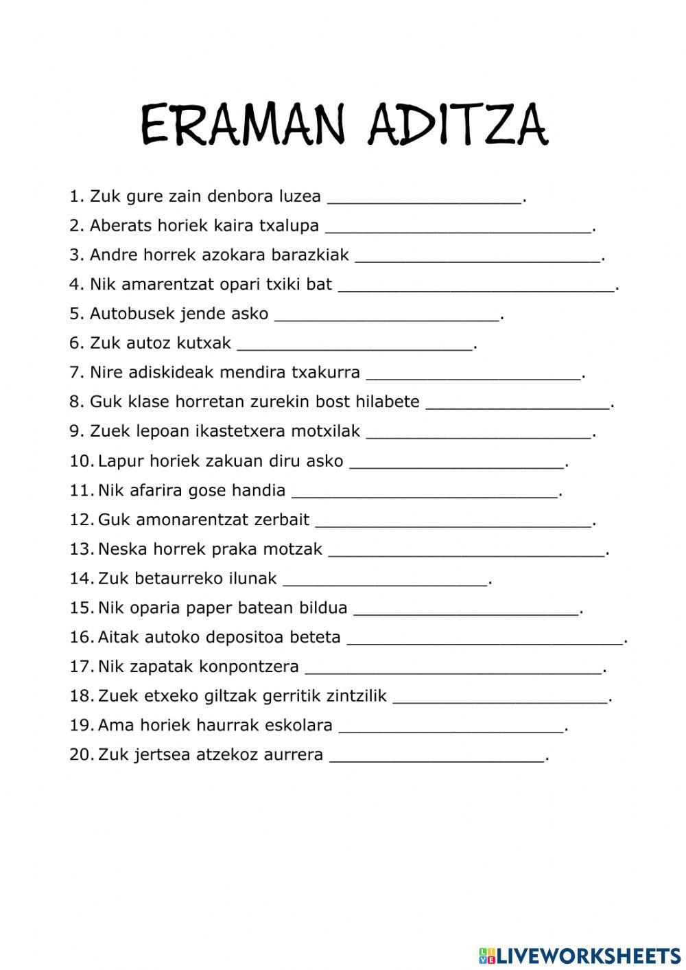 Eraman aditza lehenaldian