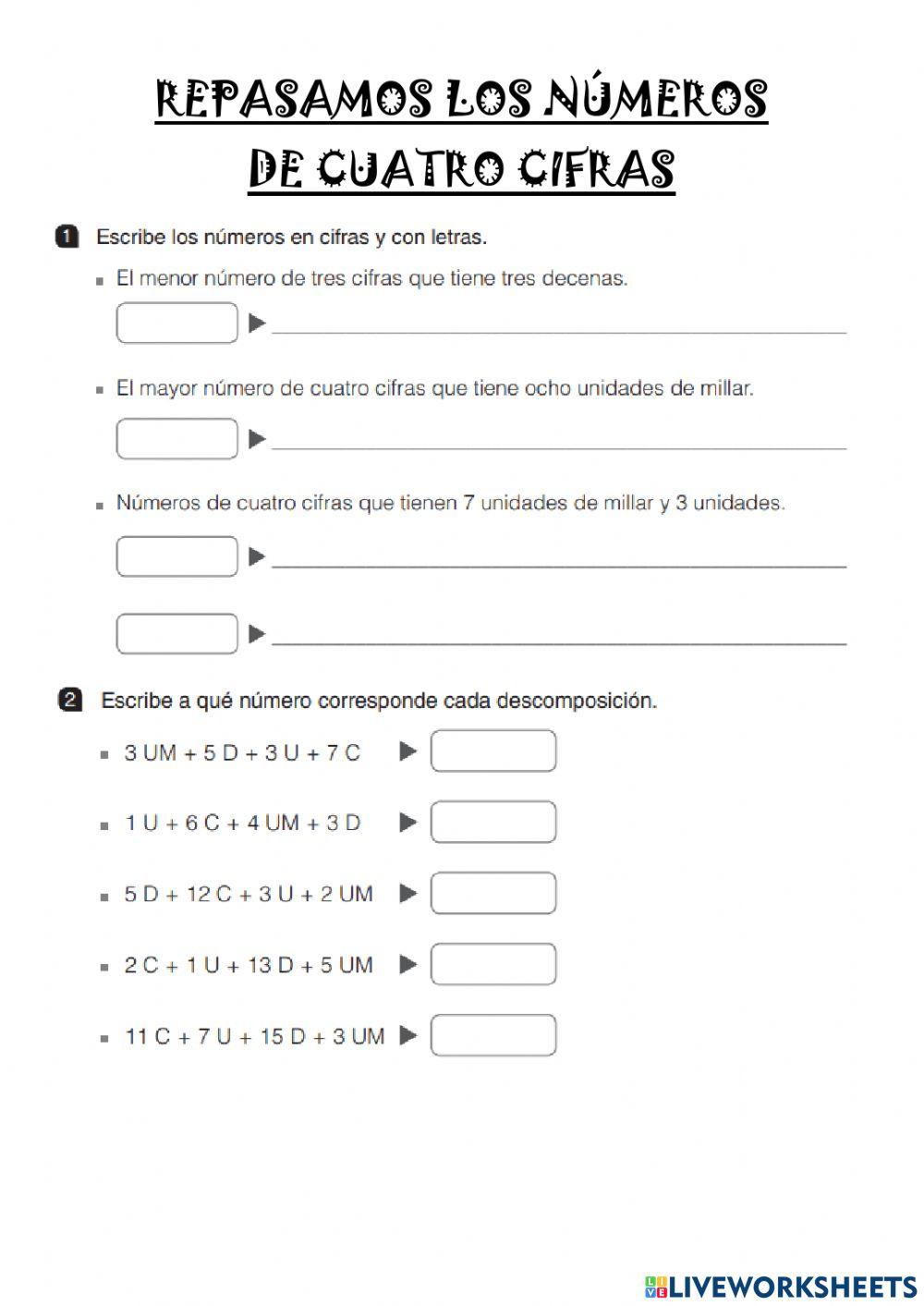 Números de cuatro cifras