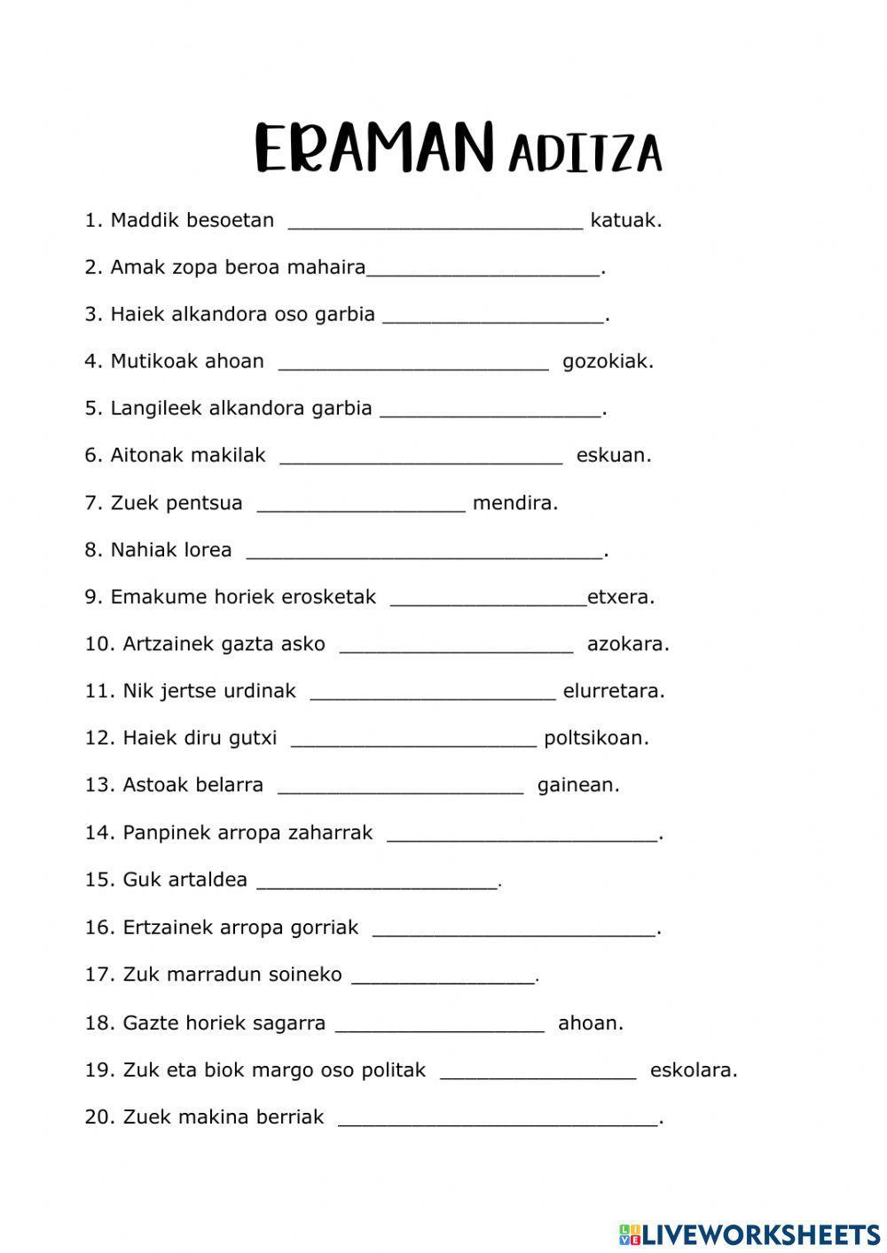 Eraman aditza 2 lehenaldian