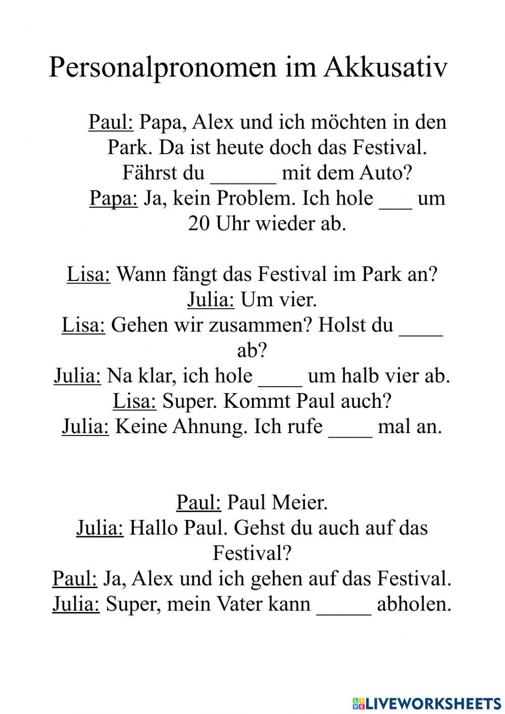 Personalpronomen im Akkusativ