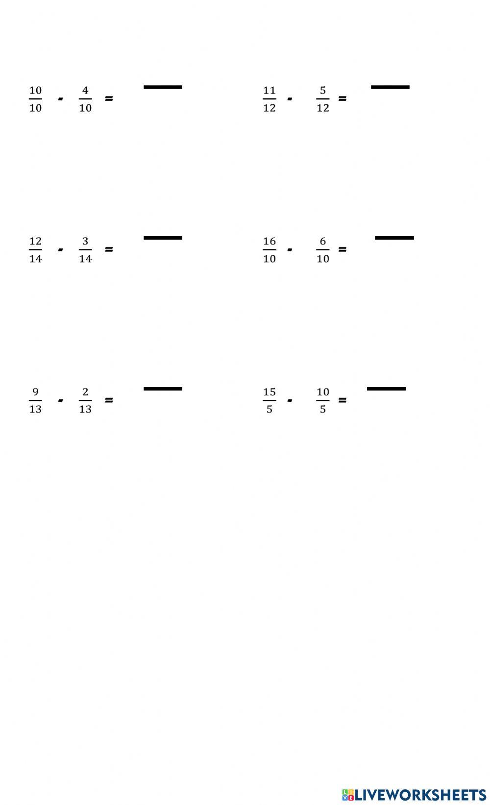 Resta de fracciones homogéneas