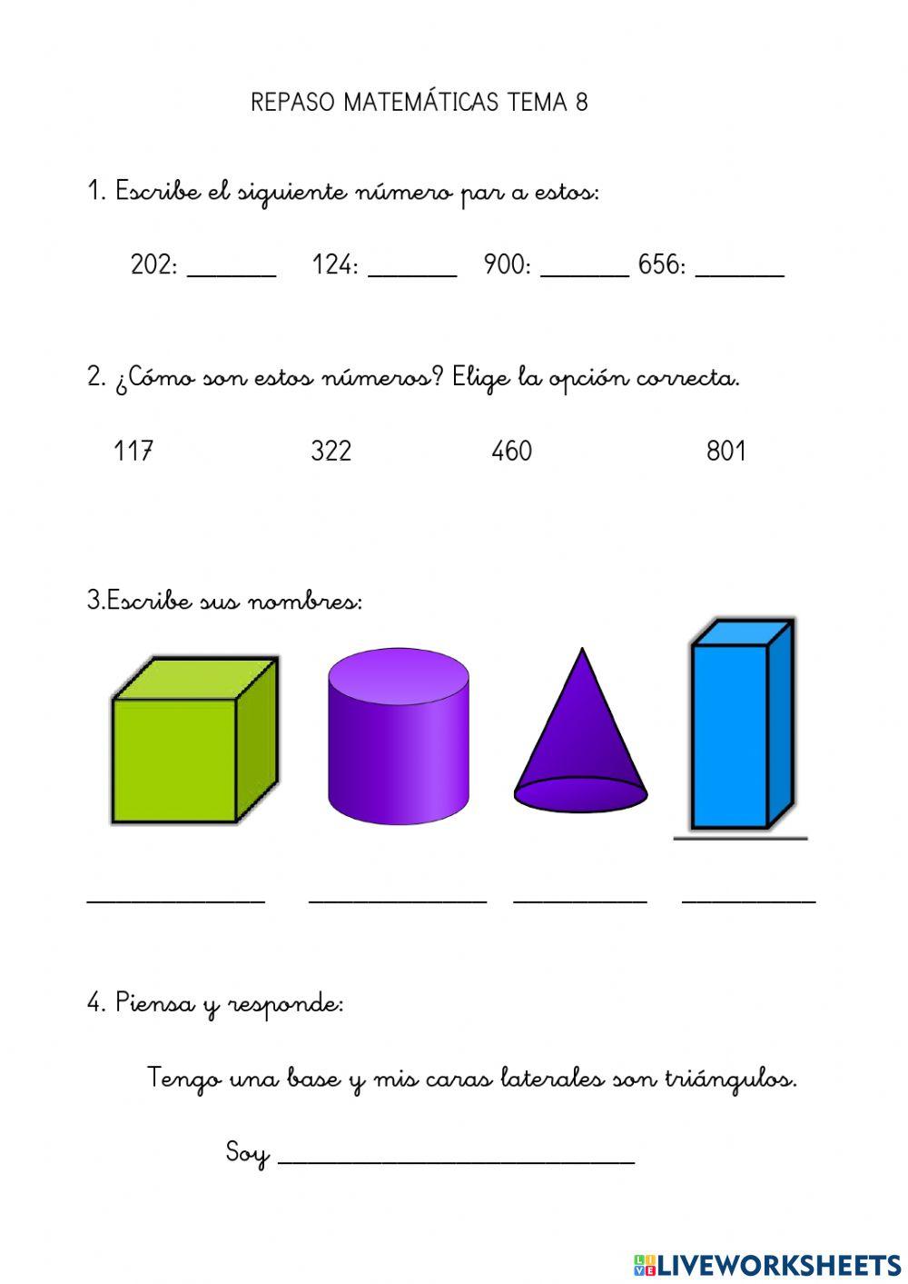 Repaso tema 8 matemáticas