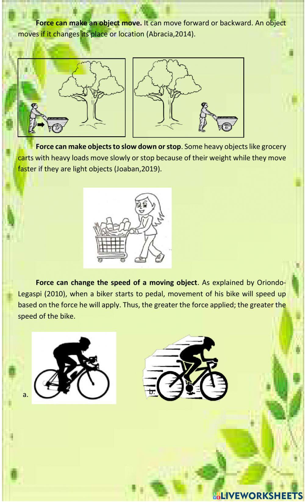 1937931 | Demonstrate that forces can make an object move