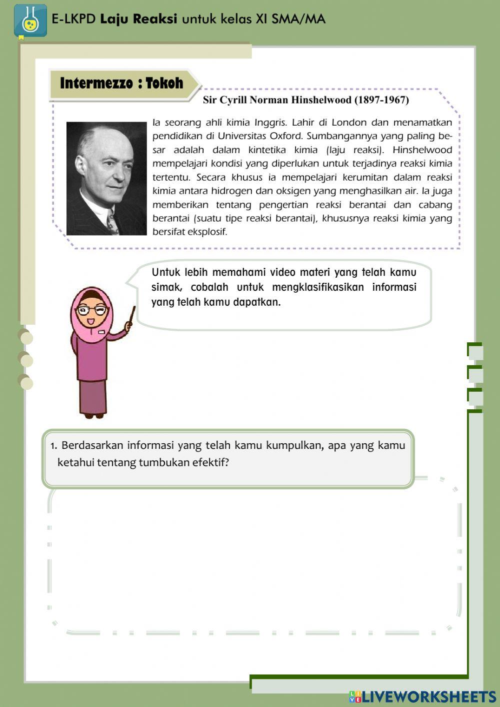 E-LKPD Laju Reaksi: Teori Tumbukan
