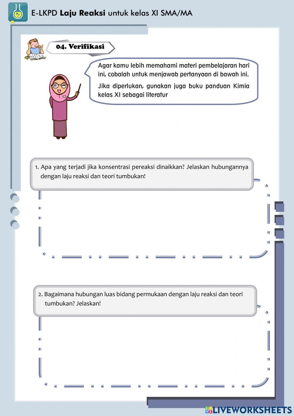 E-LKPD Laju Reaksi: Faktor-Faktor yang Mempengaruhi Laju Reaksi II
