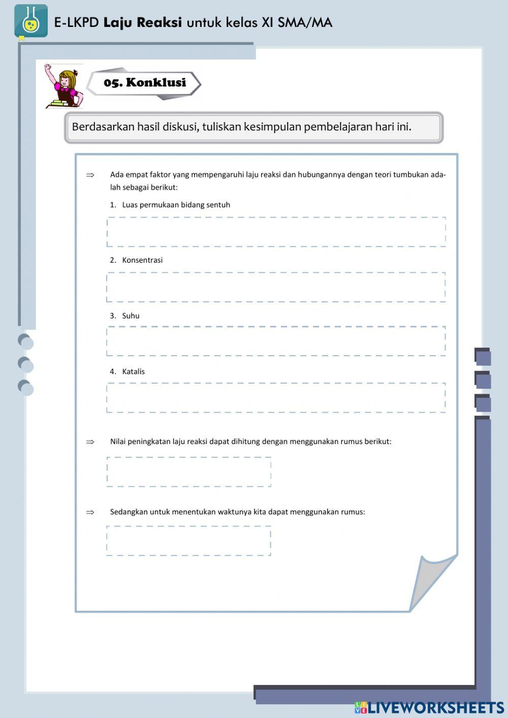 E-LKPD Laju Reaksi: Faktor-Faktor yang Mempengaruhi Laju Reaksi II