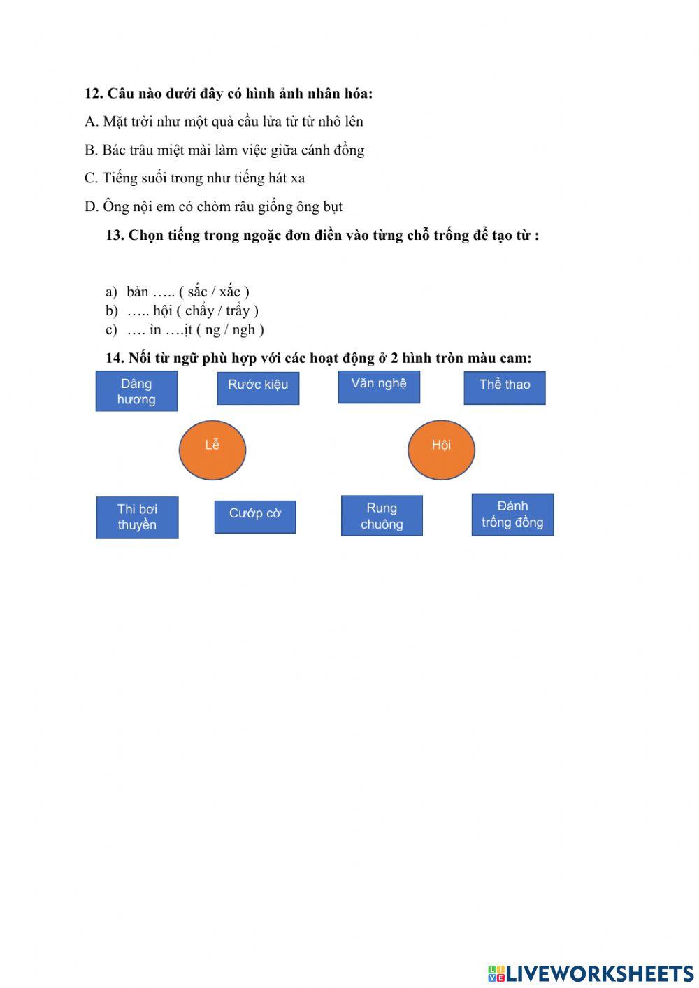 Phiếu bài tập tuần 26