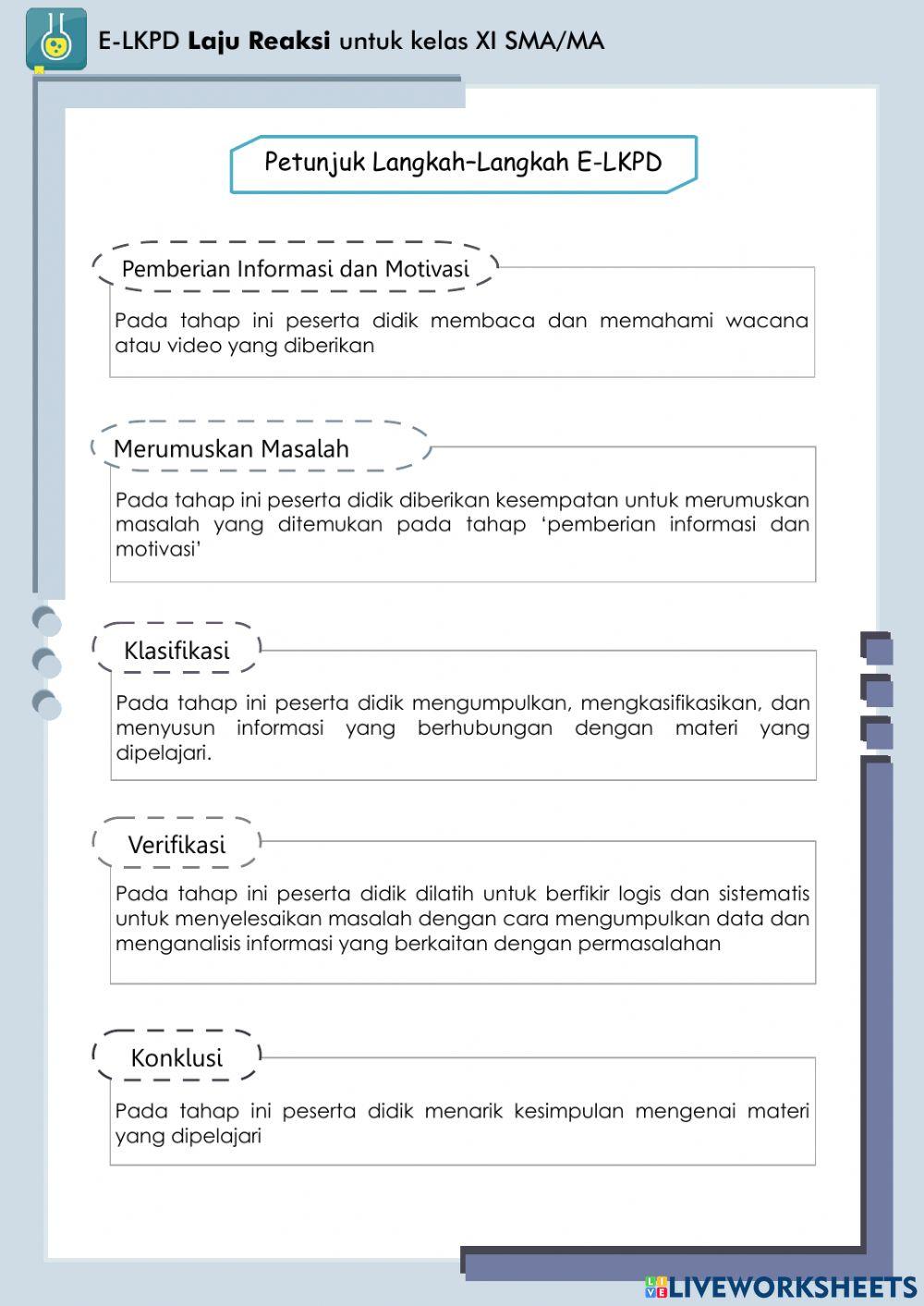 E-LKPD Laju Reaksi: Faktor-Faktor yang Mempengaruhi Laju Reaksi