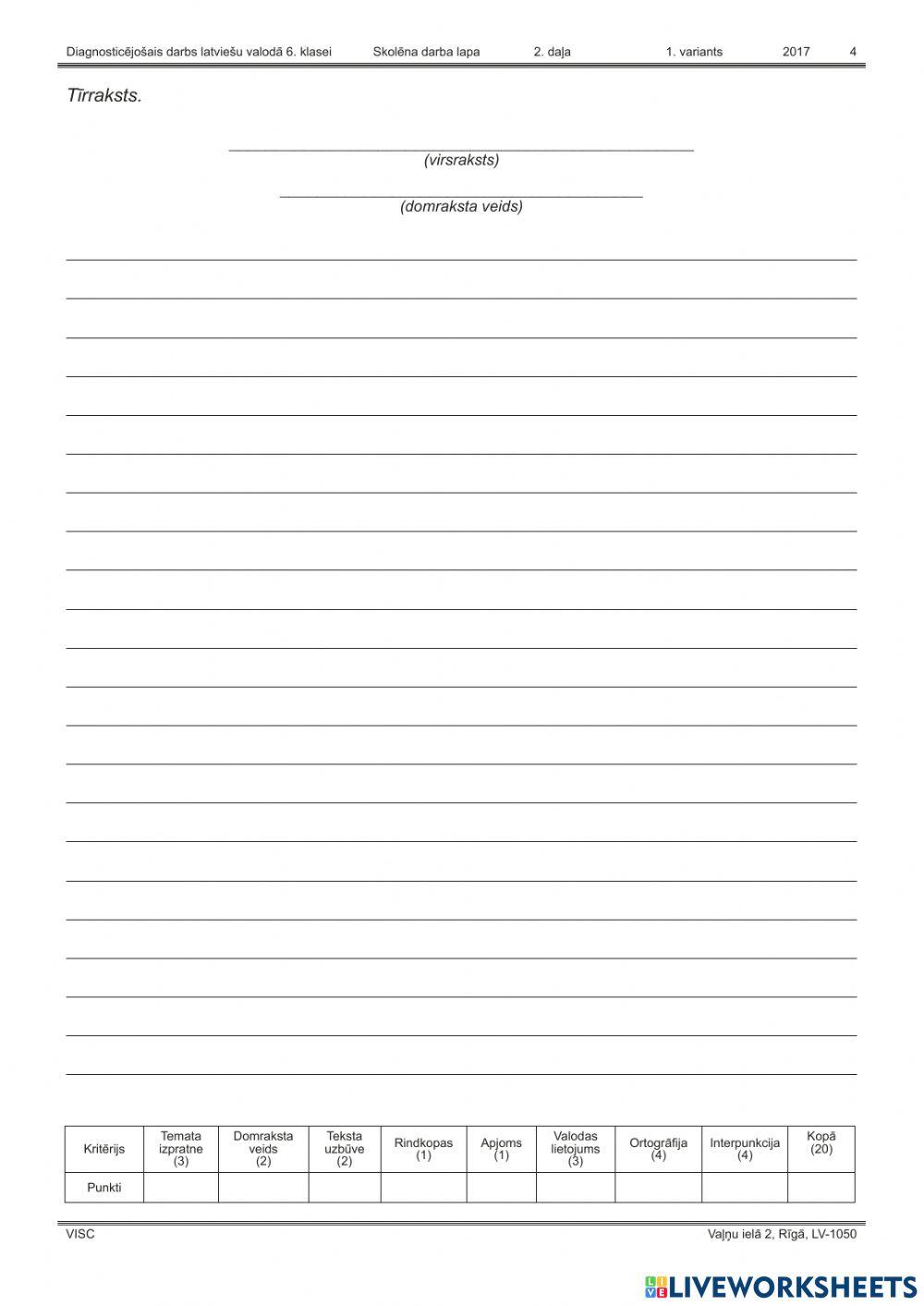 Diagnostikas darbs 2016.-2017.māc.g. Latviešu valodā