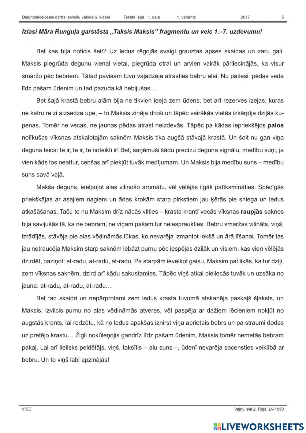 Diagnostikas darbs 2016.-2017.māc.g. Latviešu valodā