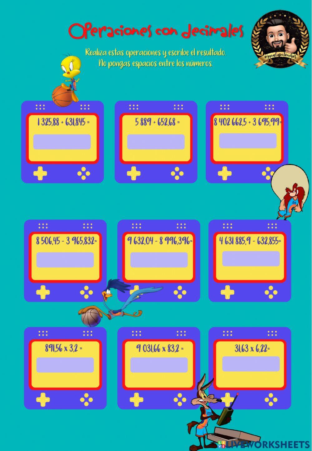 Operaciones con decimales