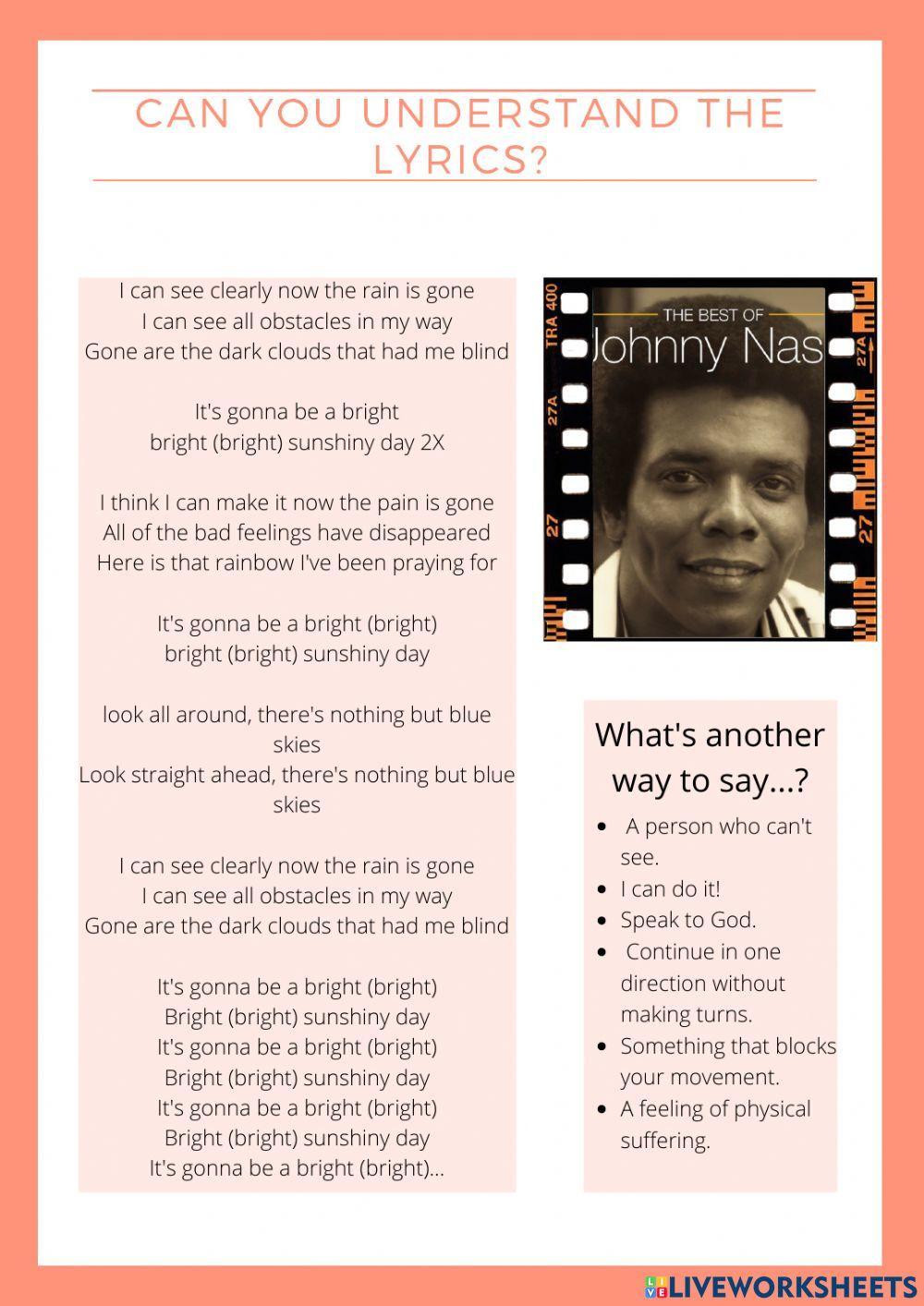 I can see clearly now