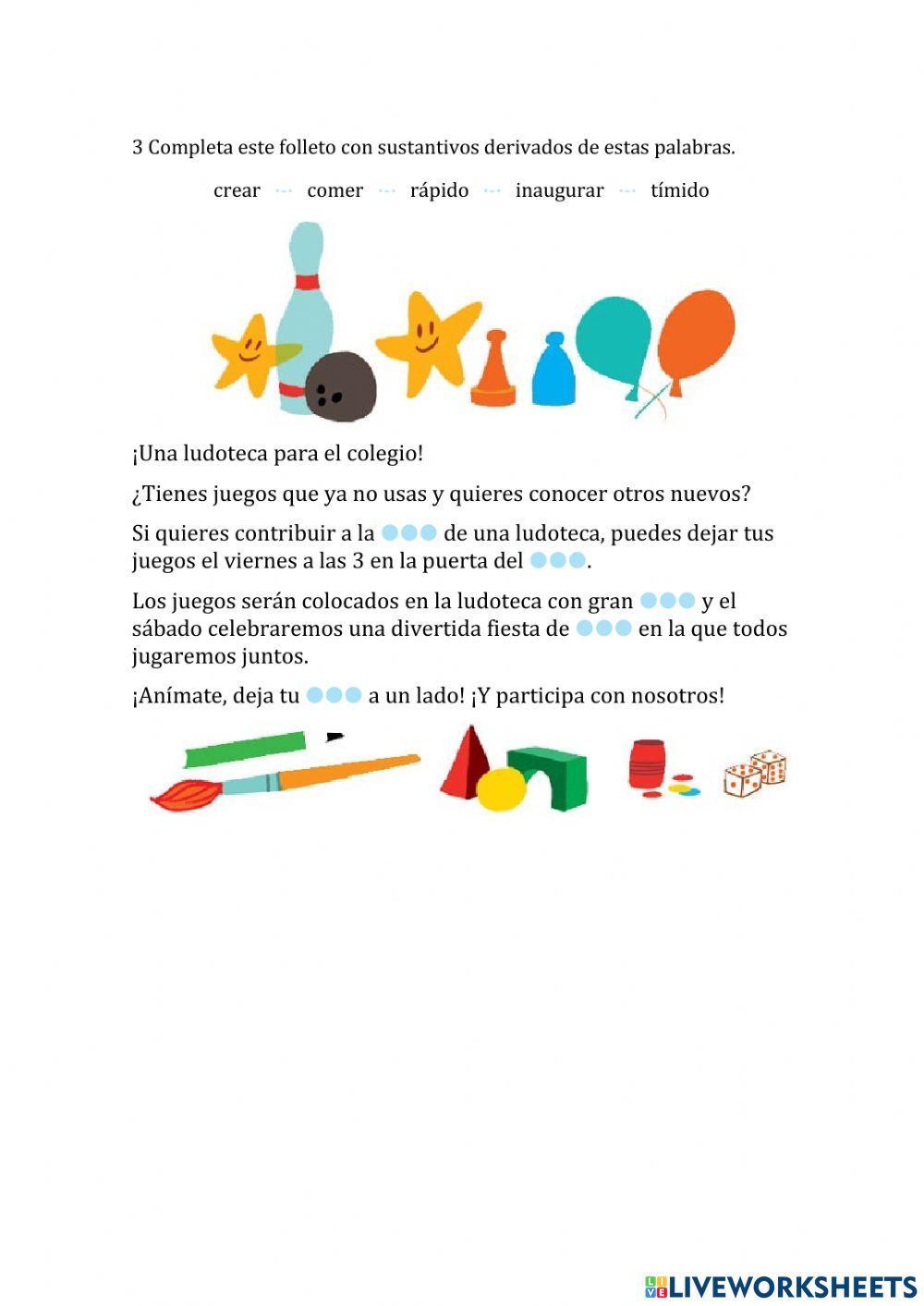 Ficha de  la formación de sustantivos