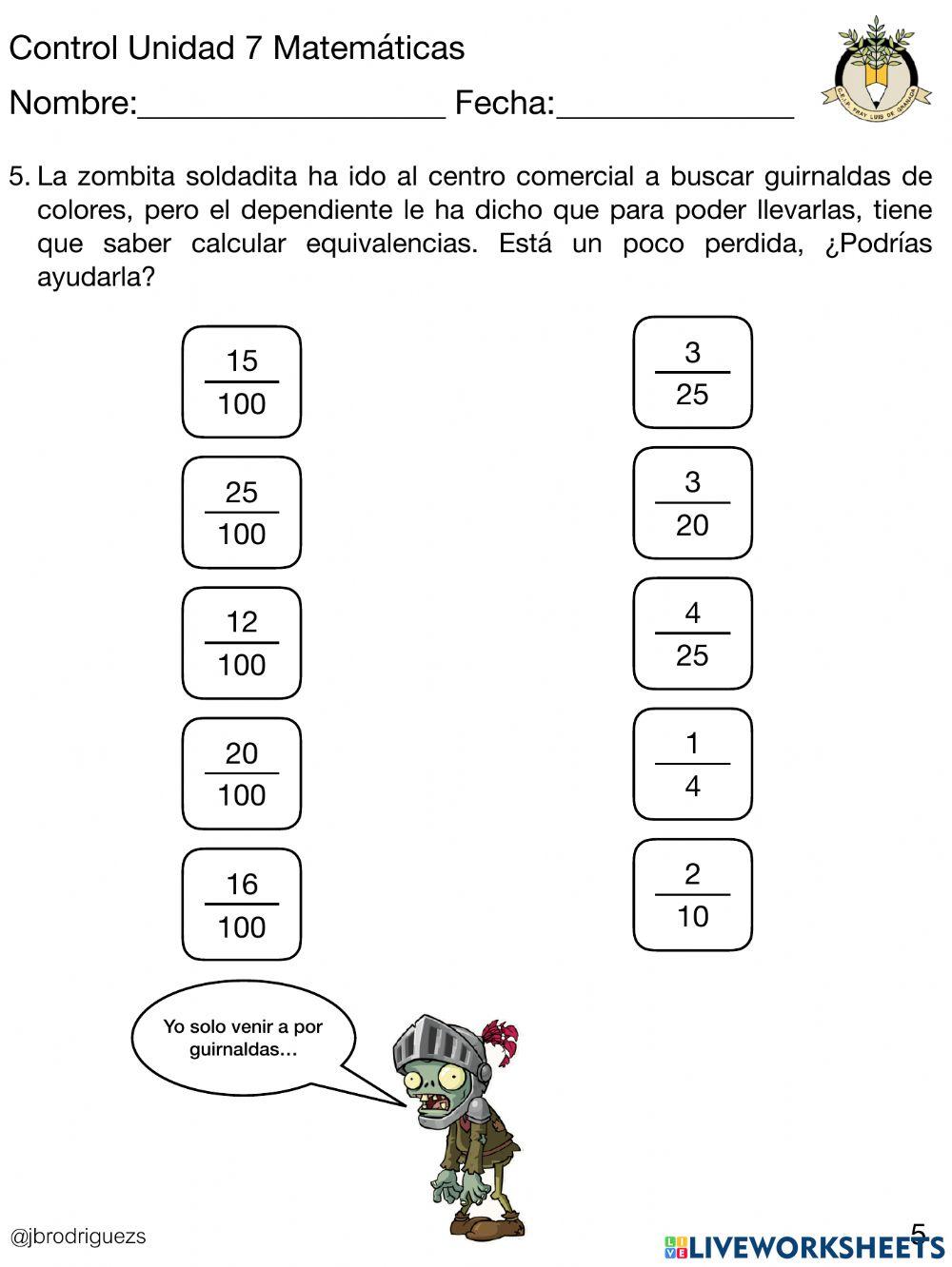 Control U.7 matemáticas