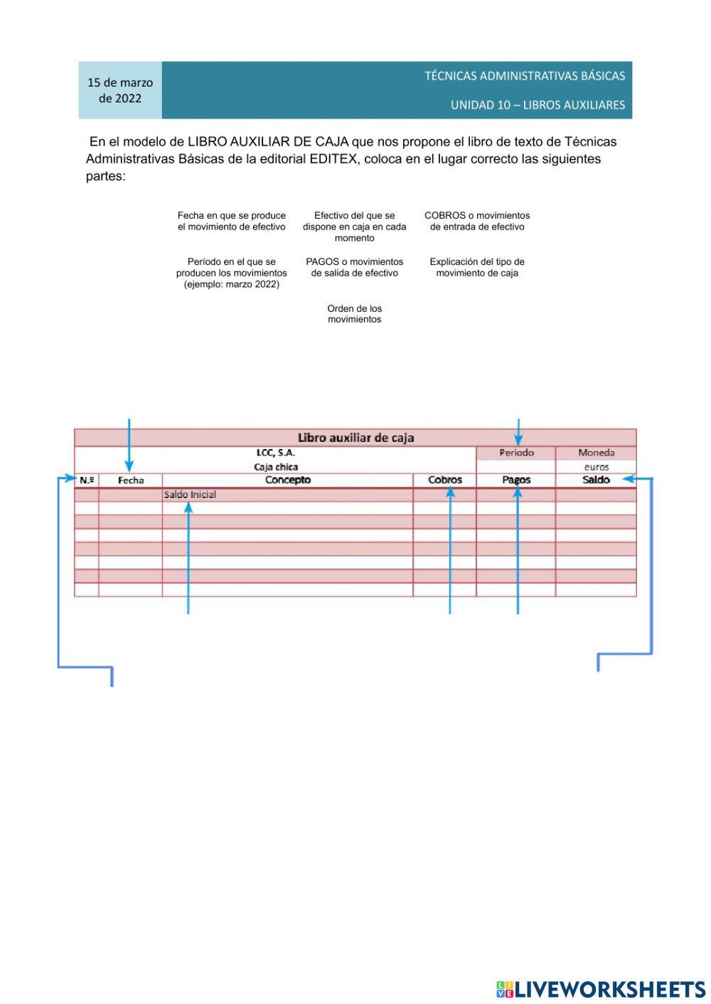 Partes libro auxiliar de caja