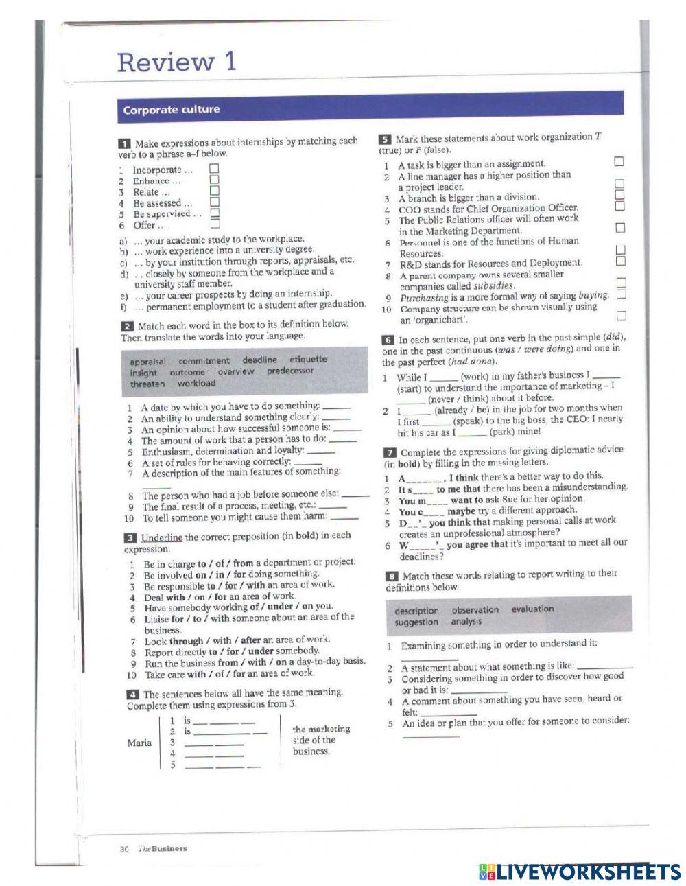 Review Unit 1 The Business Intermediate Online Exercise For Live review-unit-1-the-business-intermediate-online-exercise-for-live