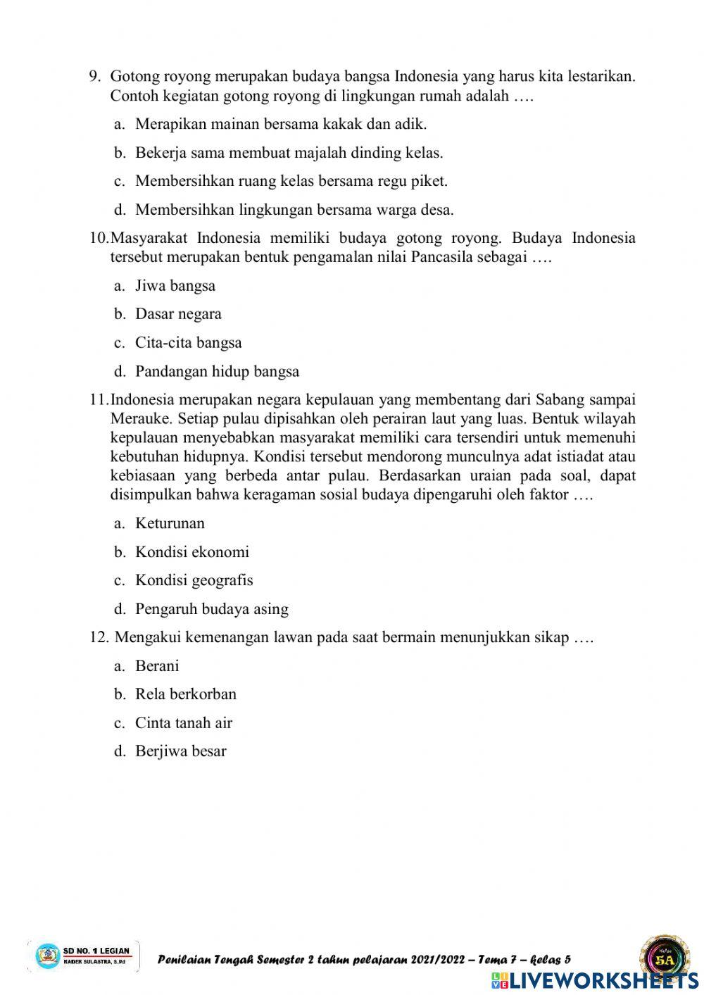 PTS tema 7 tahun pelajaran 2021-2022