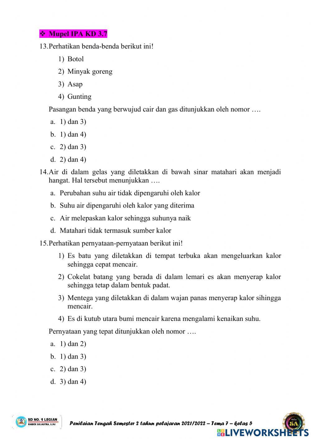 PTS tema 7 tahun pelajaran 2021-2022