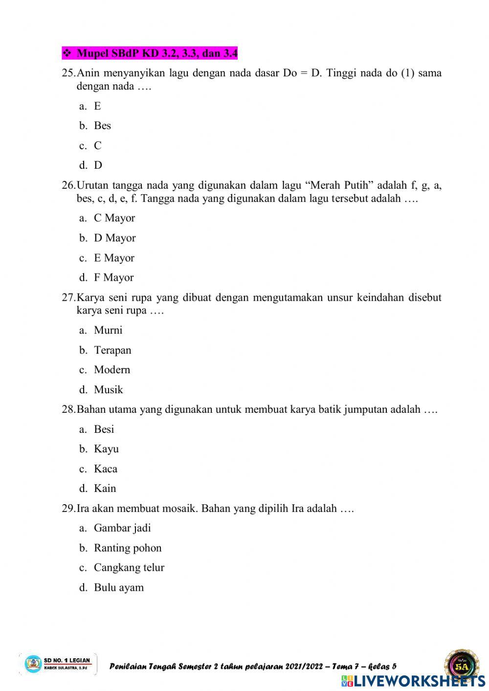 PTS tema 7 tahun pelajaran 2021-2022