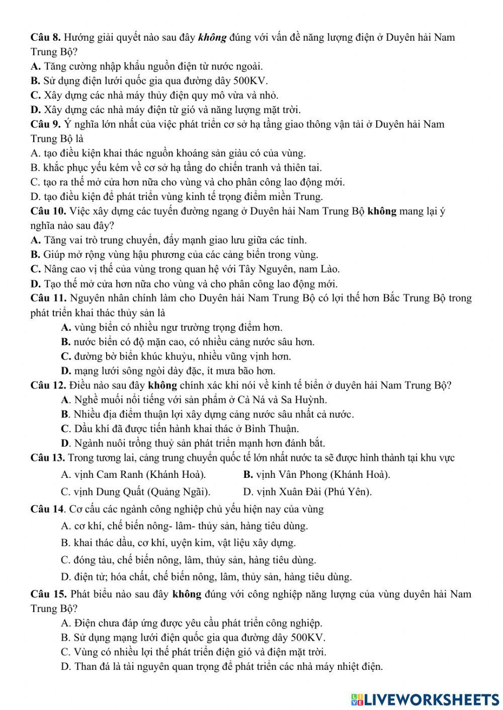 Địa 12. Bài 36. DUyên hải Nam Trung Bộ