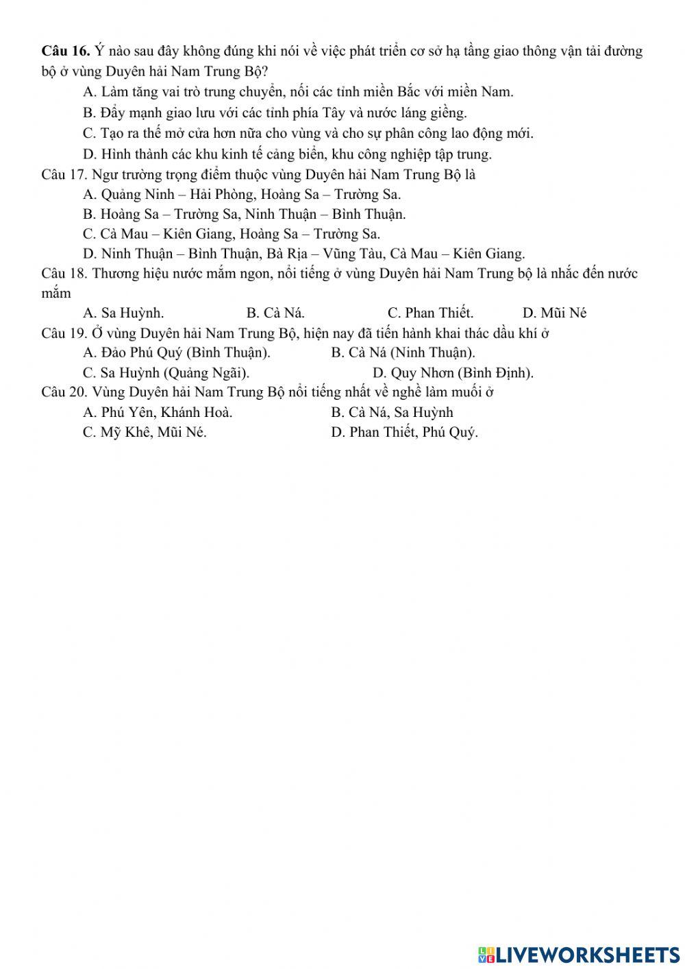 Địa 12. Bài 36. DUyên hải Nam Trung Bộ