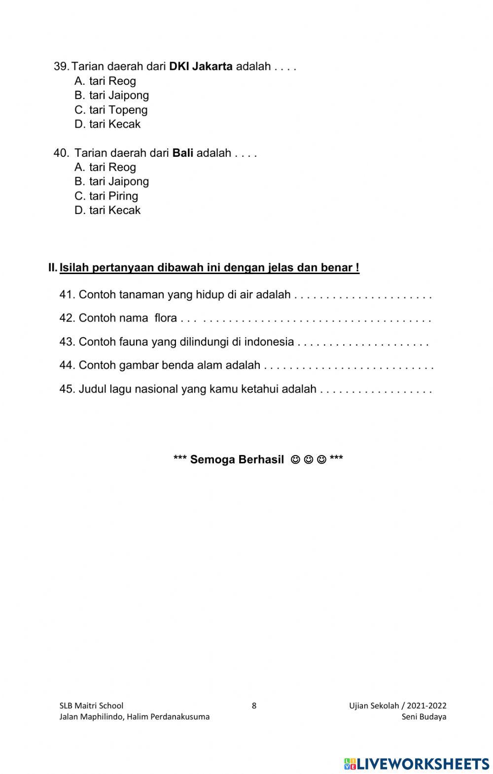 US Seni Budaya SMALB Maitri School