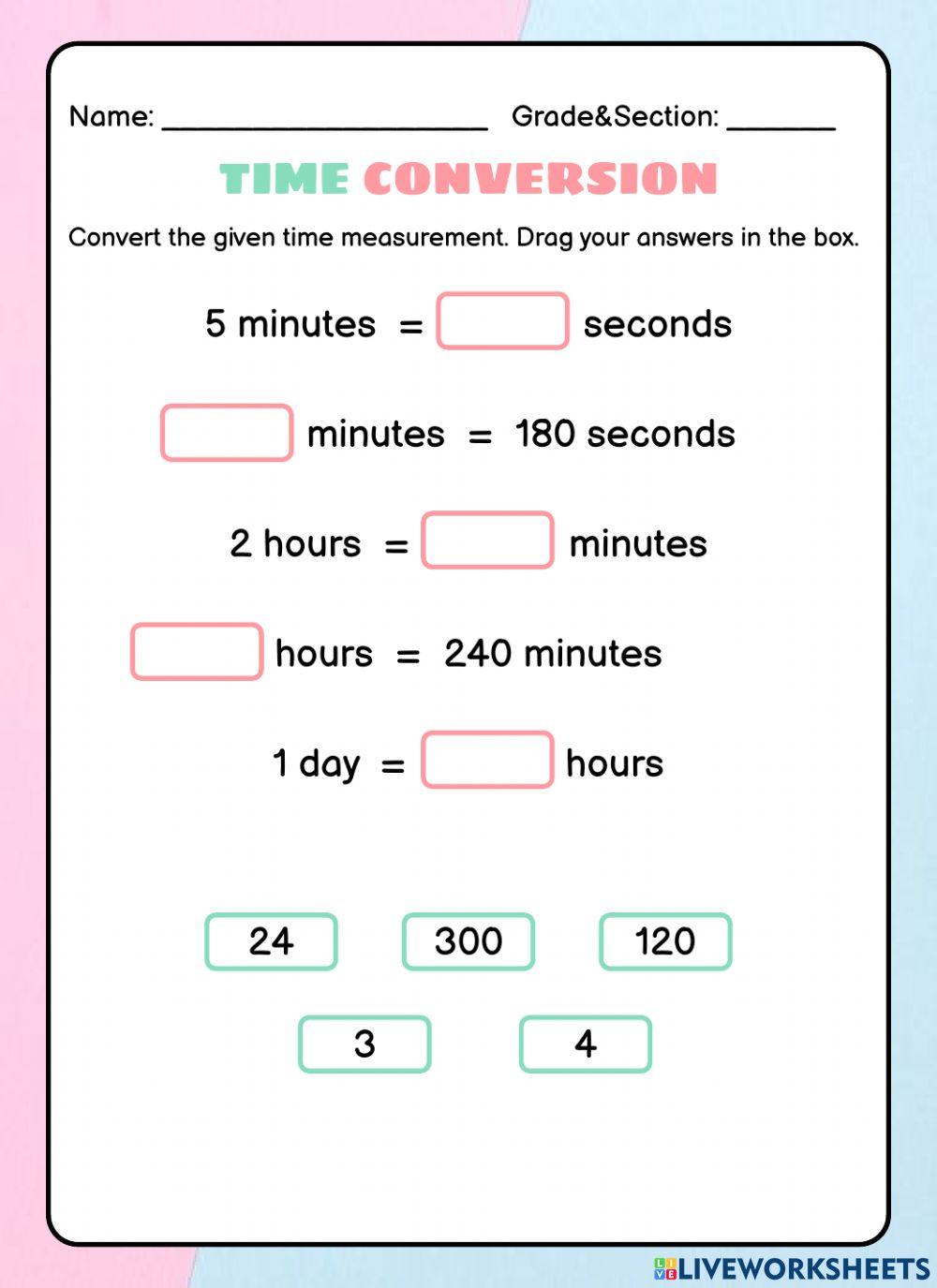 Time Conversion LiveWorksheets 1938787 Time Conversion LiveWorksheets 1938787