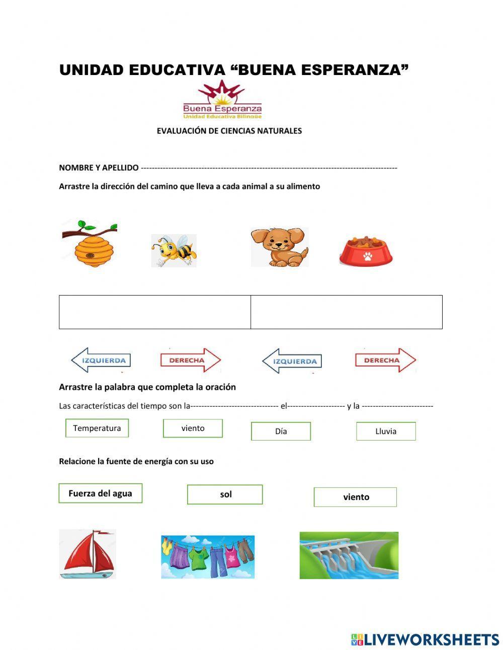 Evaluación de ciencias naturales