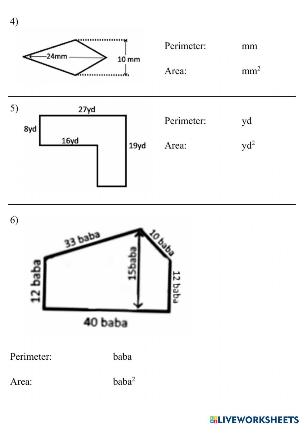 Area and perimeter of quadrilaterals Area and perimeter of quadrilaterals