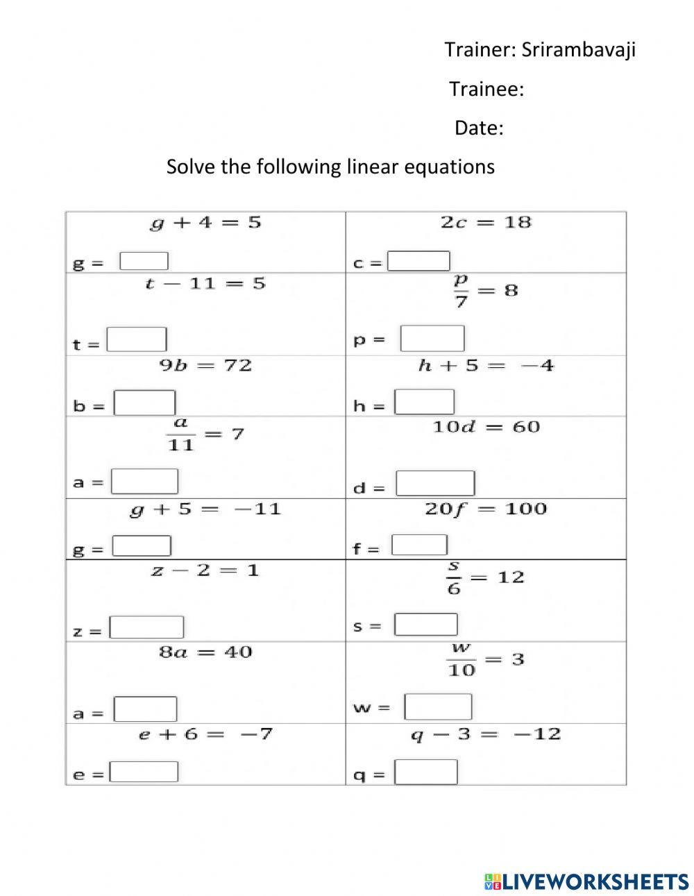 LINEAR EQUATIONS BASICS 2787024 Srirambavaji Live LINEAR EQUATIONS BASICS 2787024 Srirambavaji Live