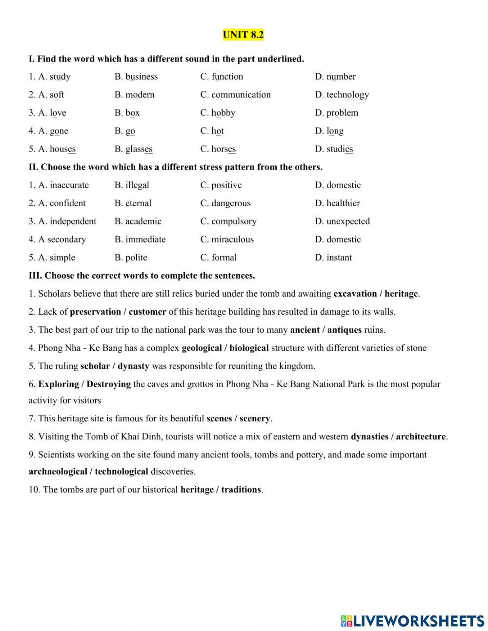 Y11 Unit 8.2 - Vocab