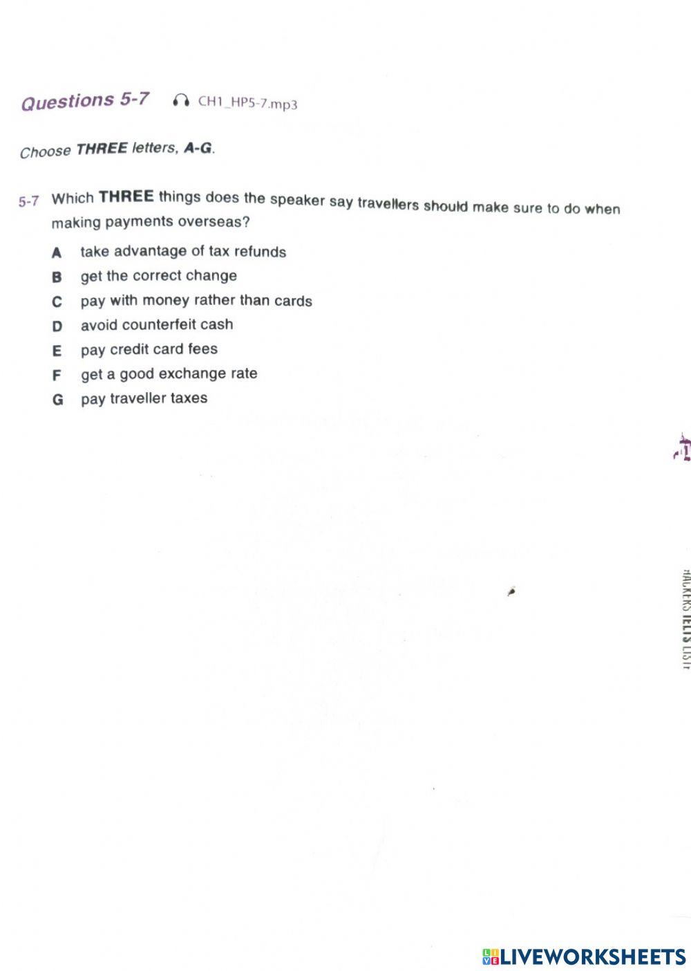Listening hacker: topic 01: multiple choice - section 1 (5-7)